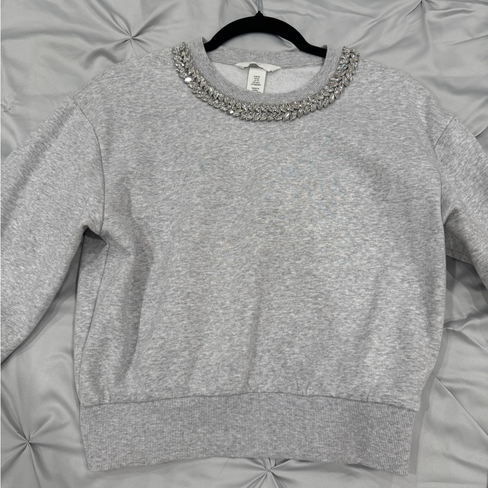 Embellished Gray Sweatshirt